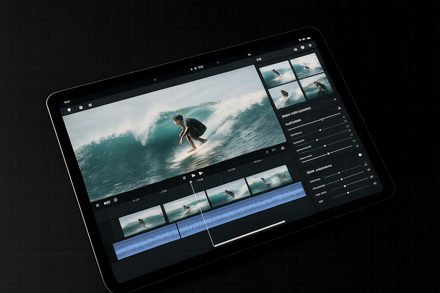 片手でiPad miniを持ち、手書きメモをしているような構成