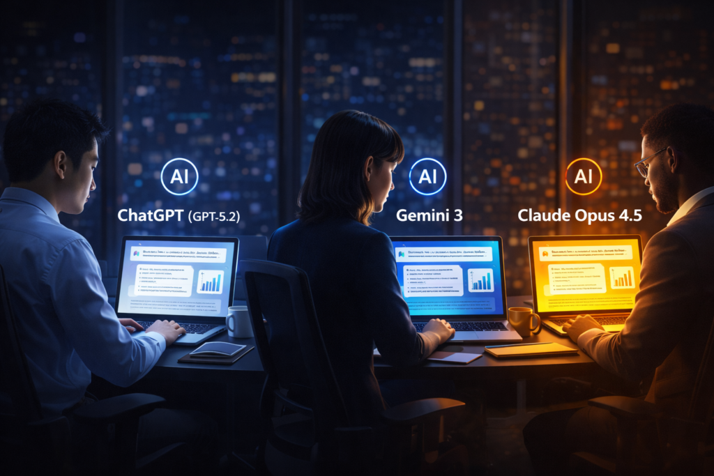 オフィス業務で生成AIを活用するビジネスシーンのイメージ