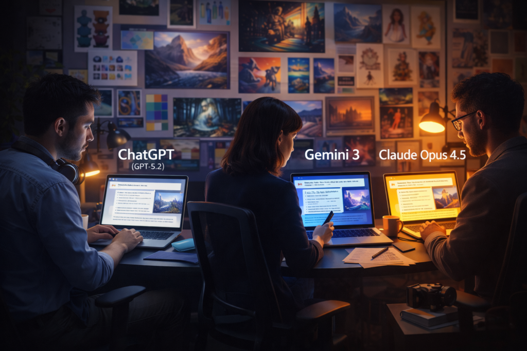 生成AIを使ったクリエイティブ制作の作業風景イメージ