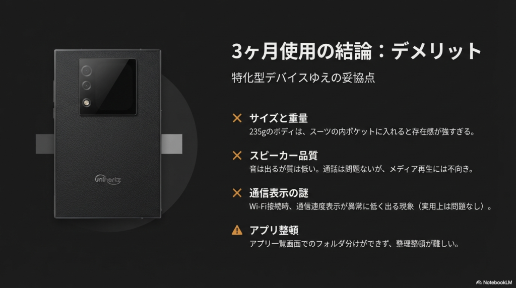 Unihertz Titan 2のデメリットまとめ。サイズと重量、スピーカー品質、通信表示の不具合。