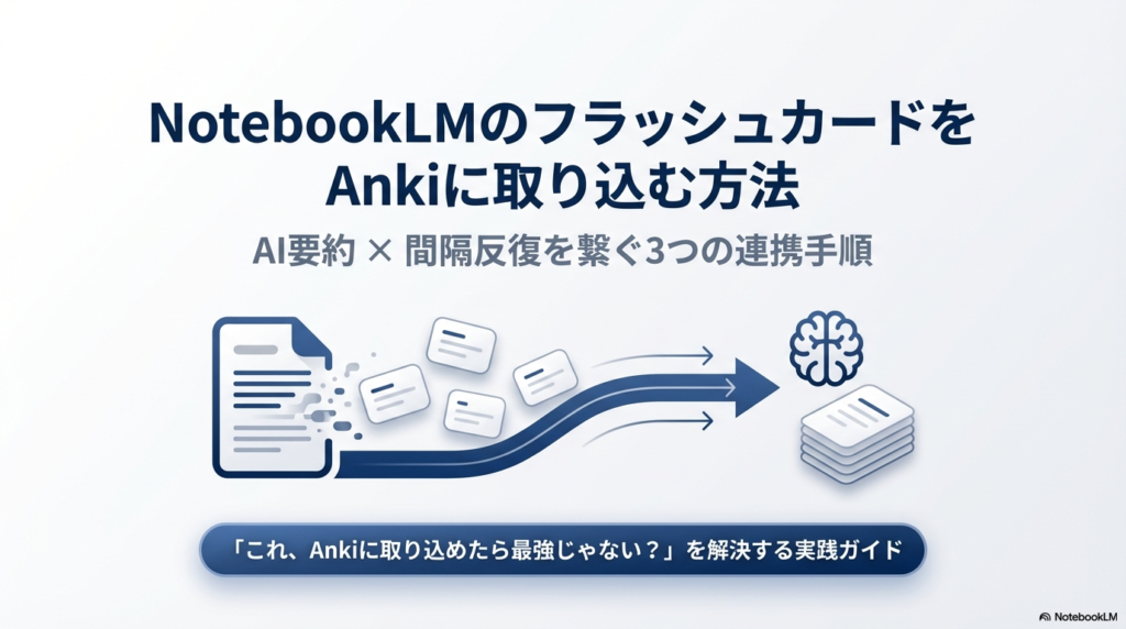 NotebookLMのフラッシュカードをAnkiにエクスポートする連携フロー図