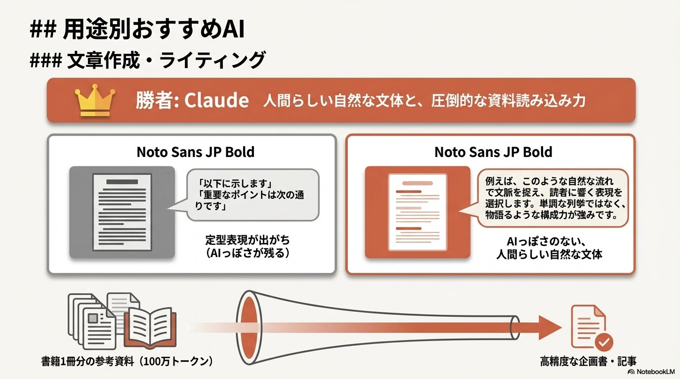 文章作成・ライティング → Claude がおすすめの図解