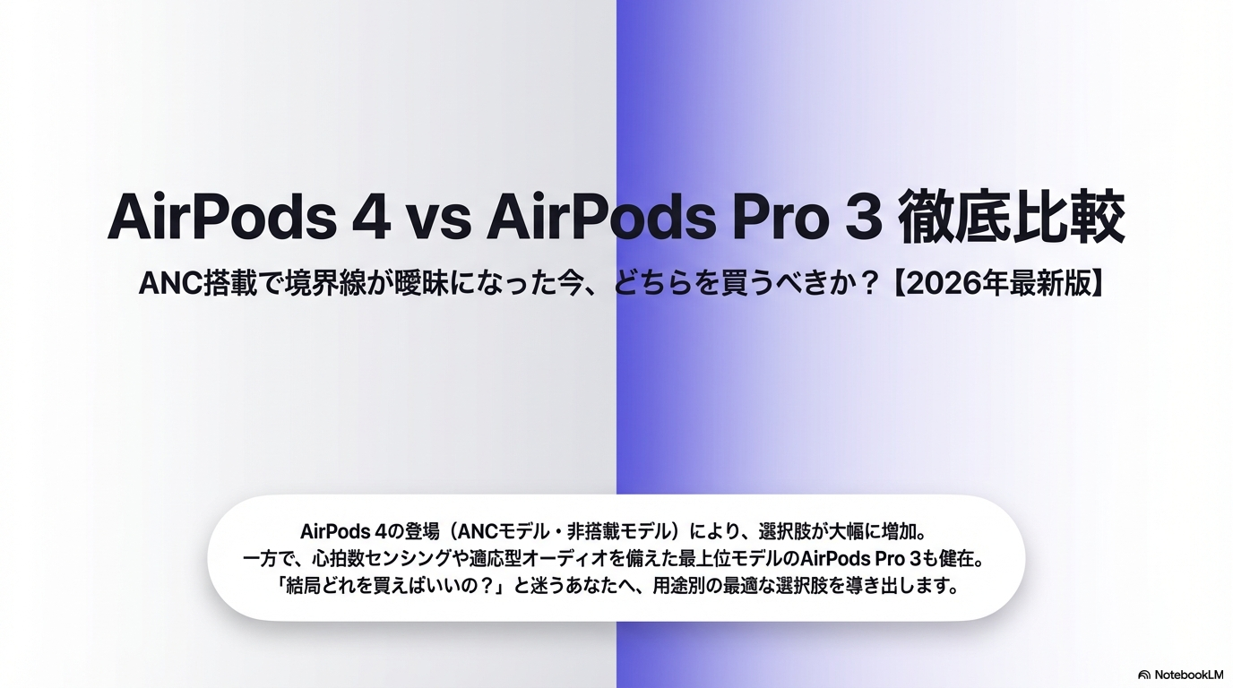AirPods 4とAirPods Pro 3の比較イメージ