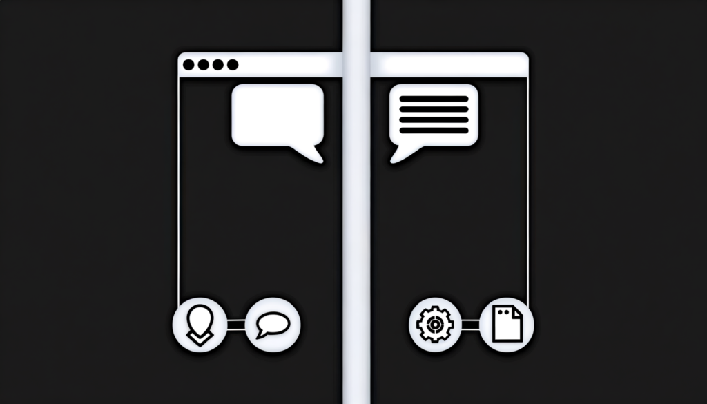 Claude（Web版）とClaude Codeの違いを示す比較図。ブラウザ型とターミナル型の機能差