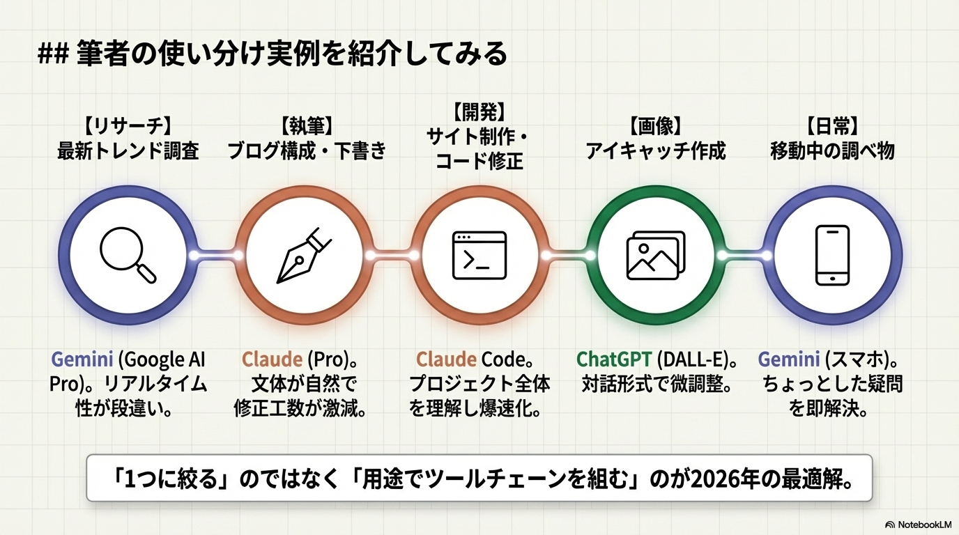 筆者の使い分け実例を紹介してみるの図解