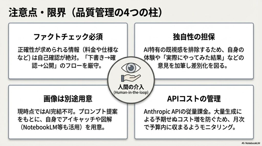Claude Codeブログ自動化の注意点と限界