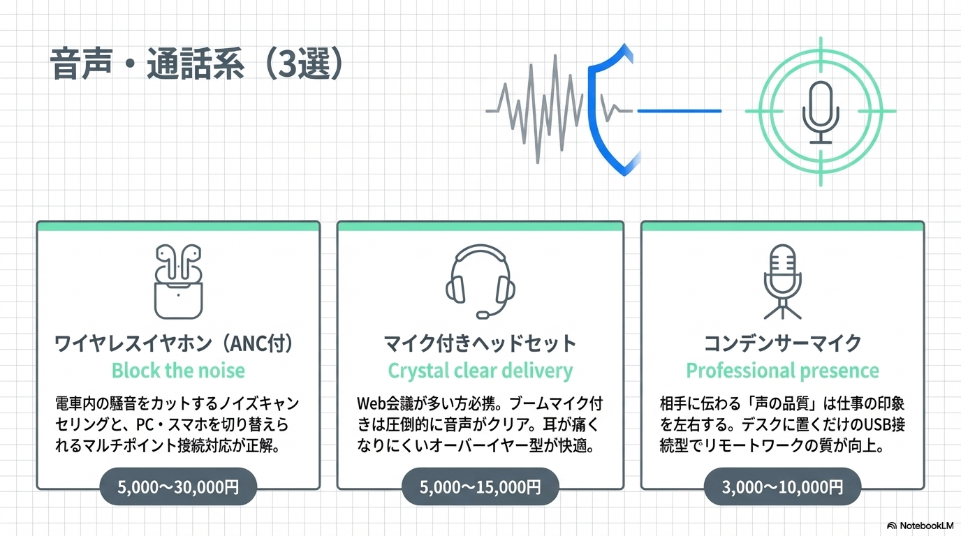 新生活おすすめ音声・通話ガジェット3選の図解