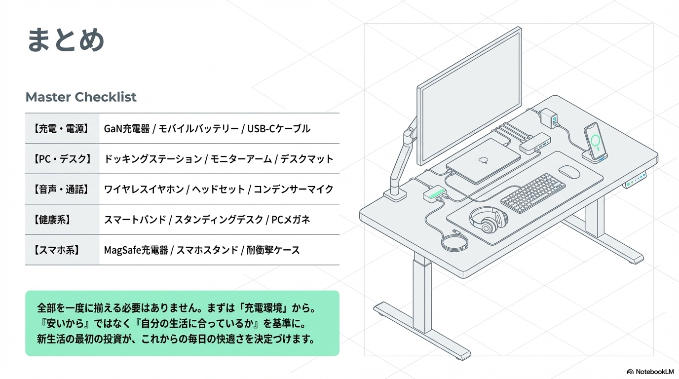 新生活ガジェット15選まとめの図解