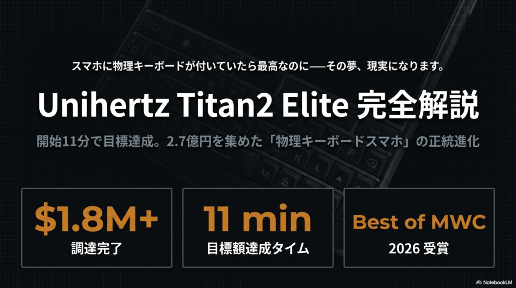 Unihertz Titan2 Elite 物理QWERTYキーボード付き5Gスマホのレビュー図解