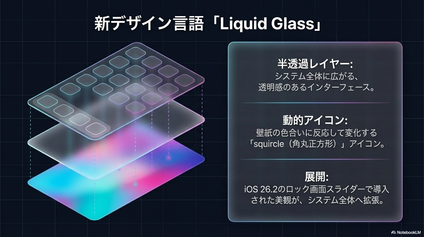 iOS 27 Liquid Glass デザイン