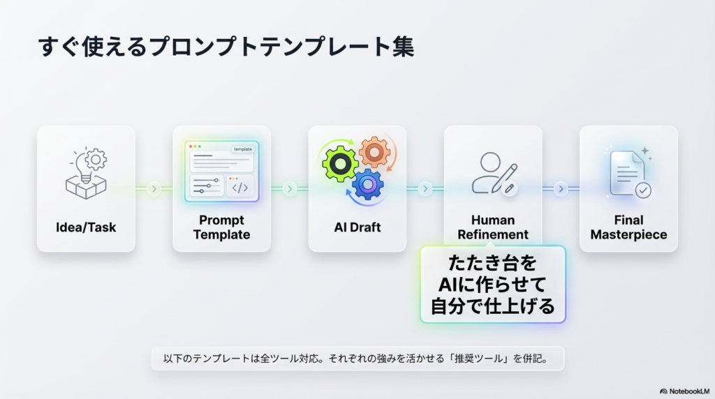 すぐ使えるプロンプトテンプレート集 - AIで文章作成を効率化する方法｜ChatGPT・Claude・Geminiプロンプト術【2026】