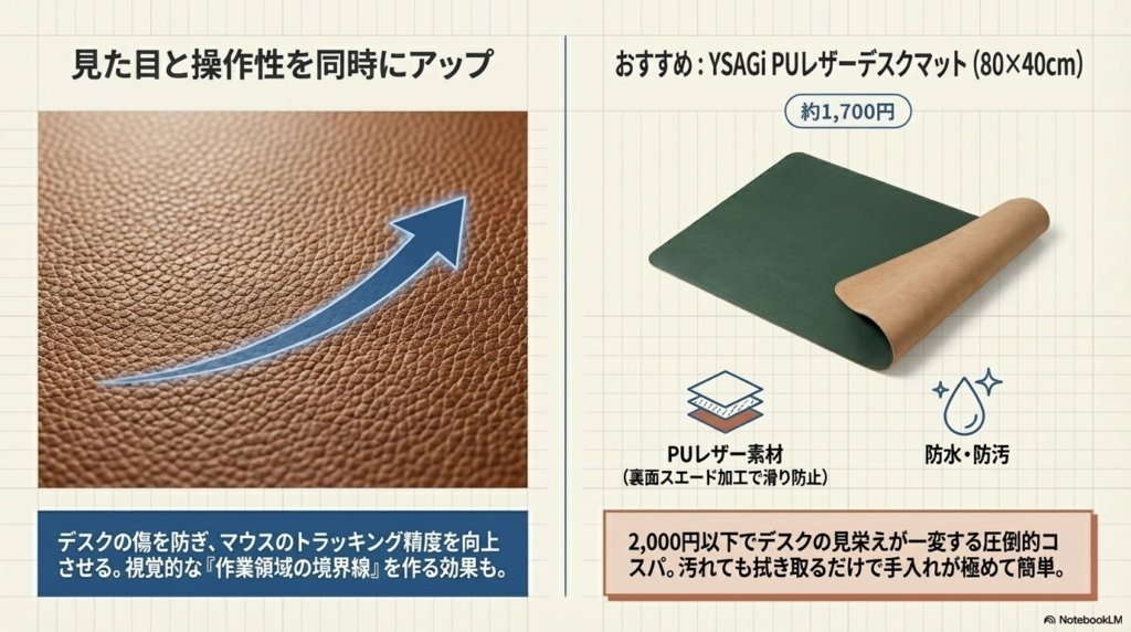 デスクマット|見た目と操作性を同時にアップ - 在宅ワークデスク環境構築ガイド2026春|生産性が上がるアイテムまとめ