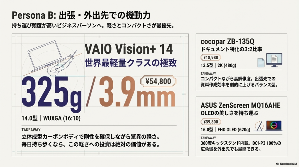 出張・外出先で使うならこの3台 - モバイルモニターおすすめ比較2026|用途別10選と選び方ガイド