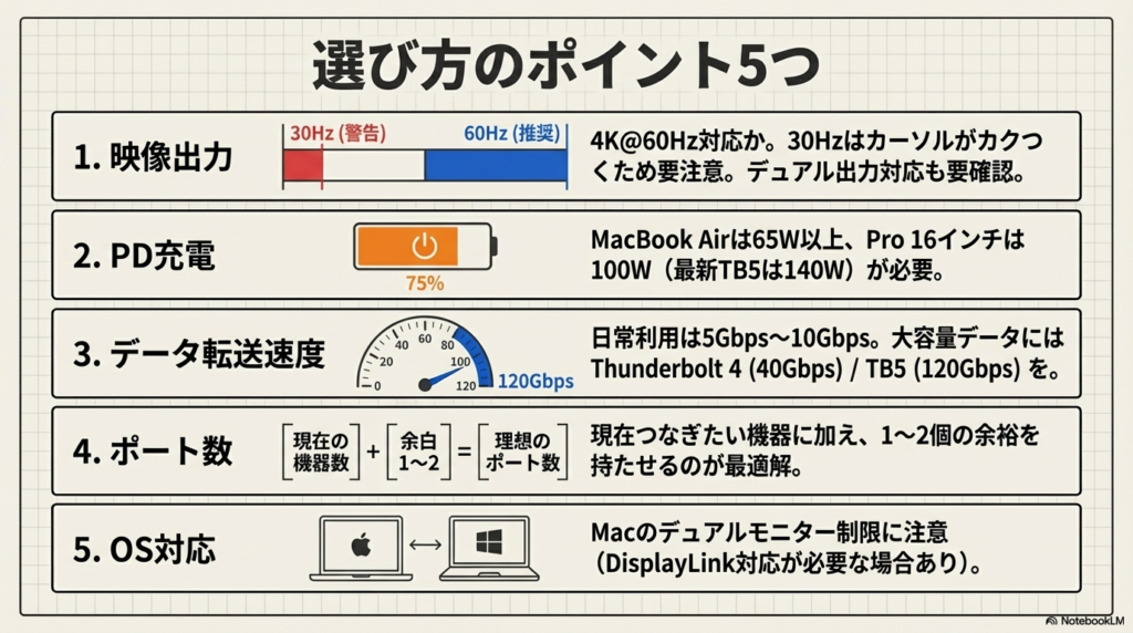 選び方のポイント5つ - USB-Cハブ・ドッキングステーションおすすめ比較2026【価格帯別】