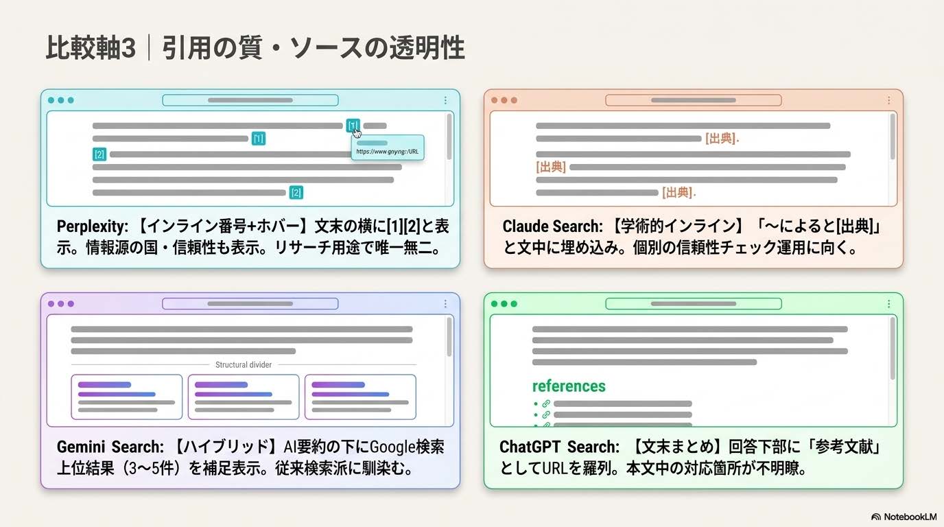 AI検索の引用品質比較