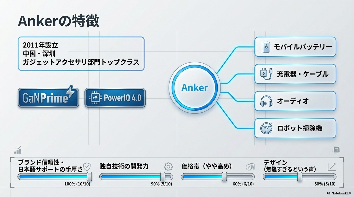 Anker ブランド特徴 強み GaNPrime PowerIQ