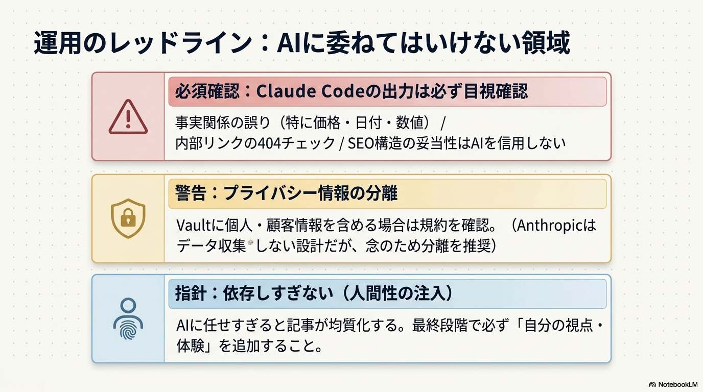 Claude Code × Obsidian運用の注意点