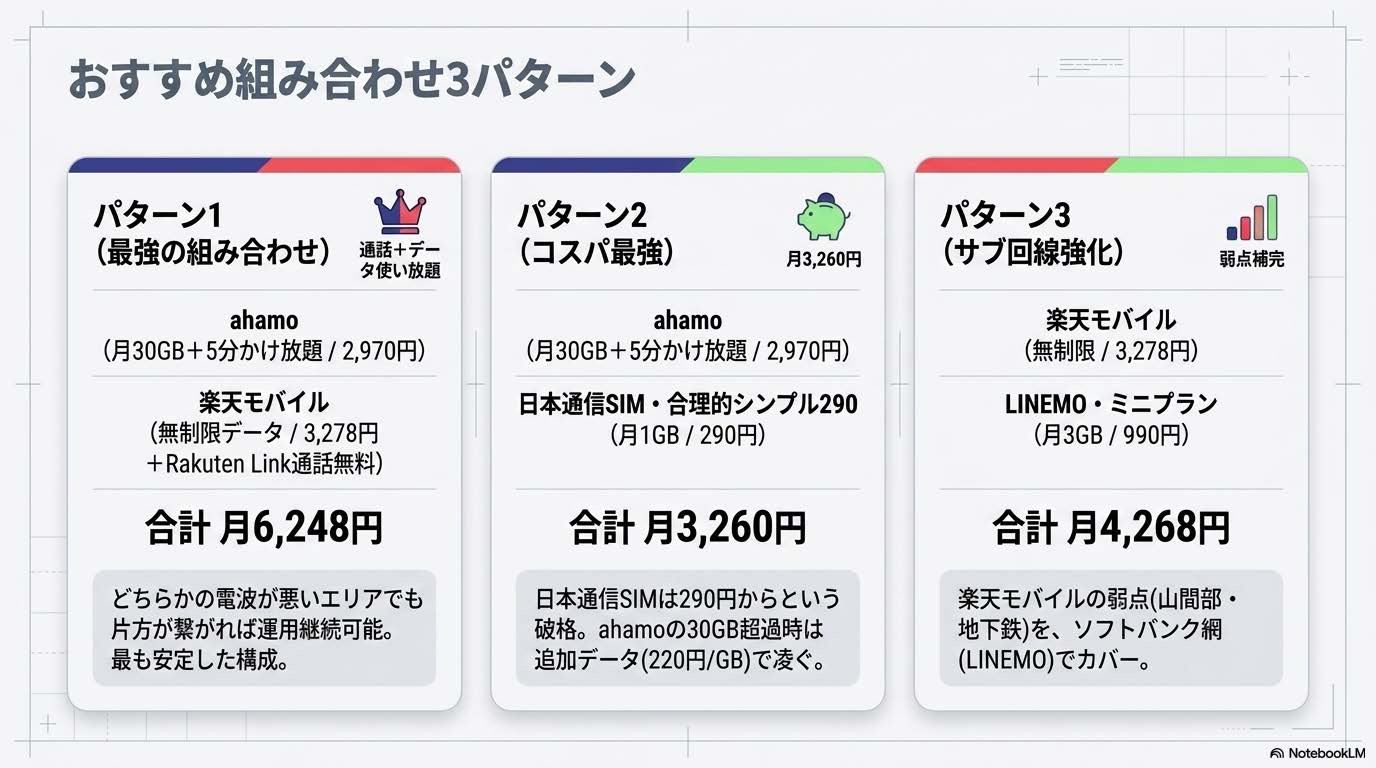 デュアルSIM×eSIMのおすすめ組み合わせ3パターン