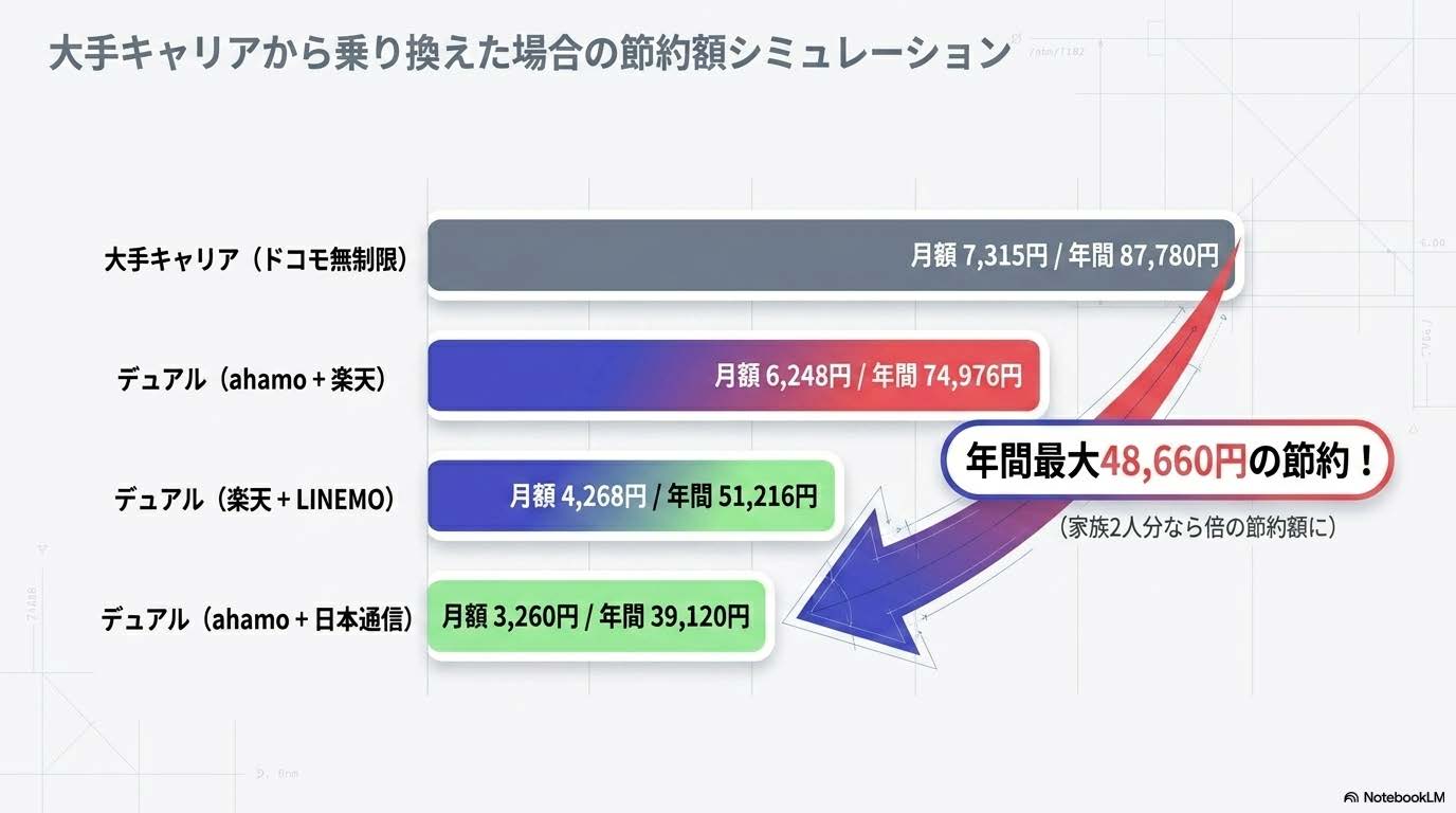大手キャリアからの乗り換え節約額シミュレーション