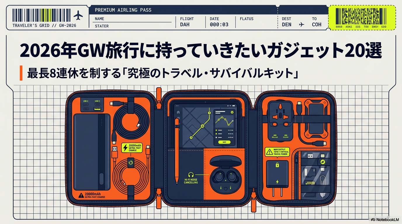 ゴールデンウィーク旅行に持っていくガジェットの整理イメージ