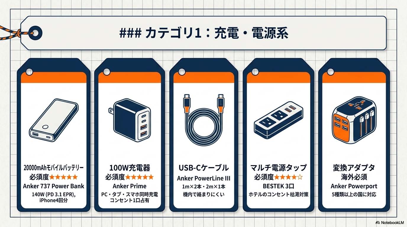 充電・電源系5点