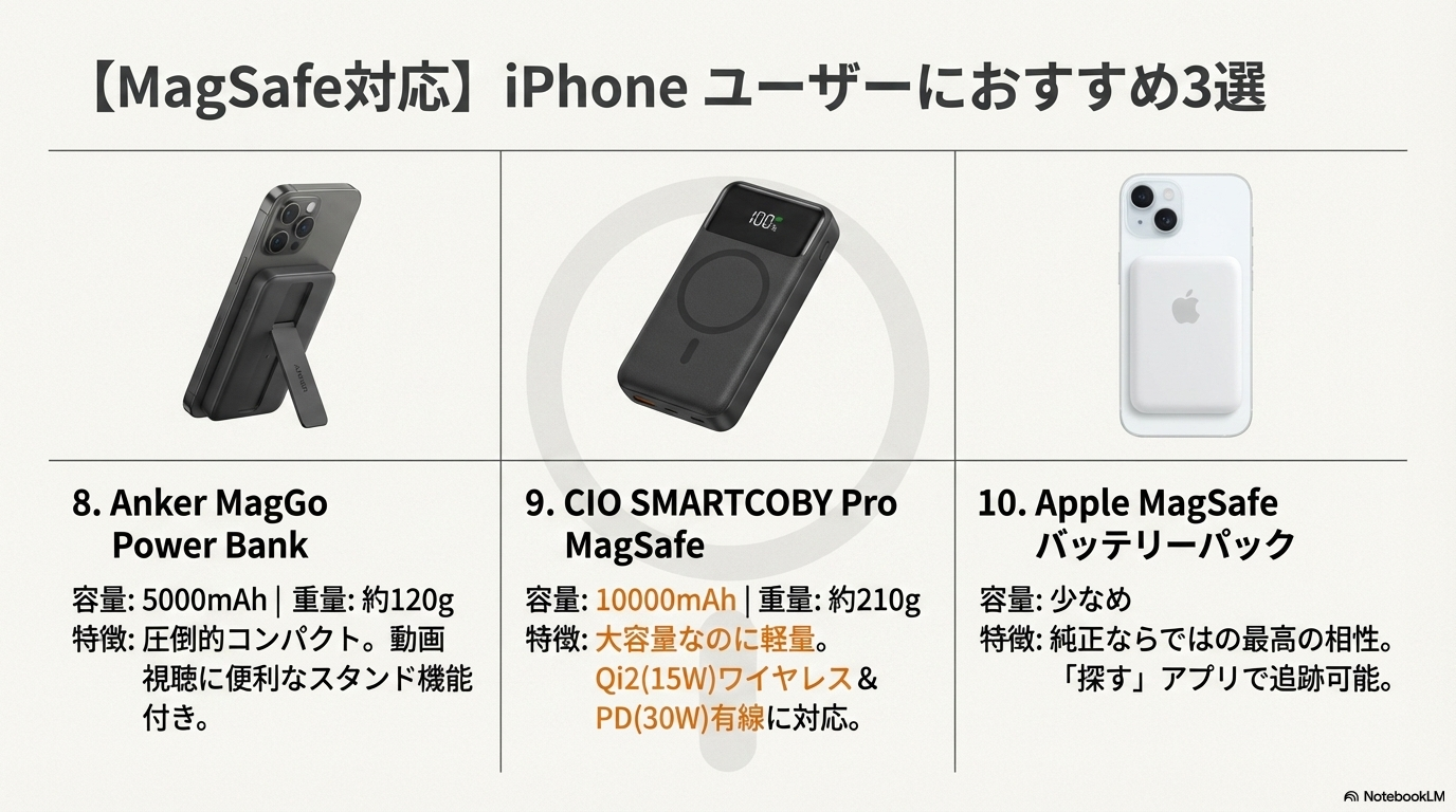 モバイルバッテリー MagSafe iPhone ワイヤレス充電 おすすめ