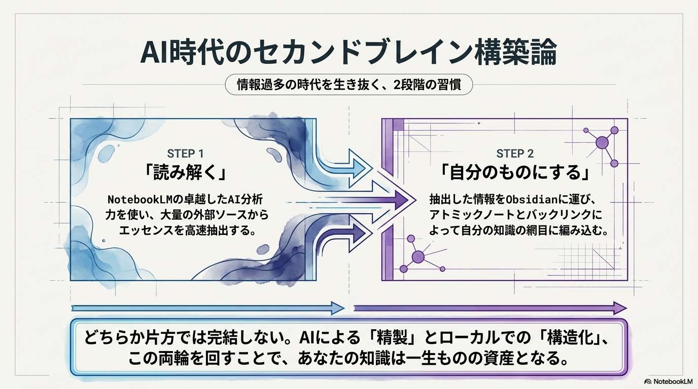 NotebookLMとObsidian連携記事のまとめ図