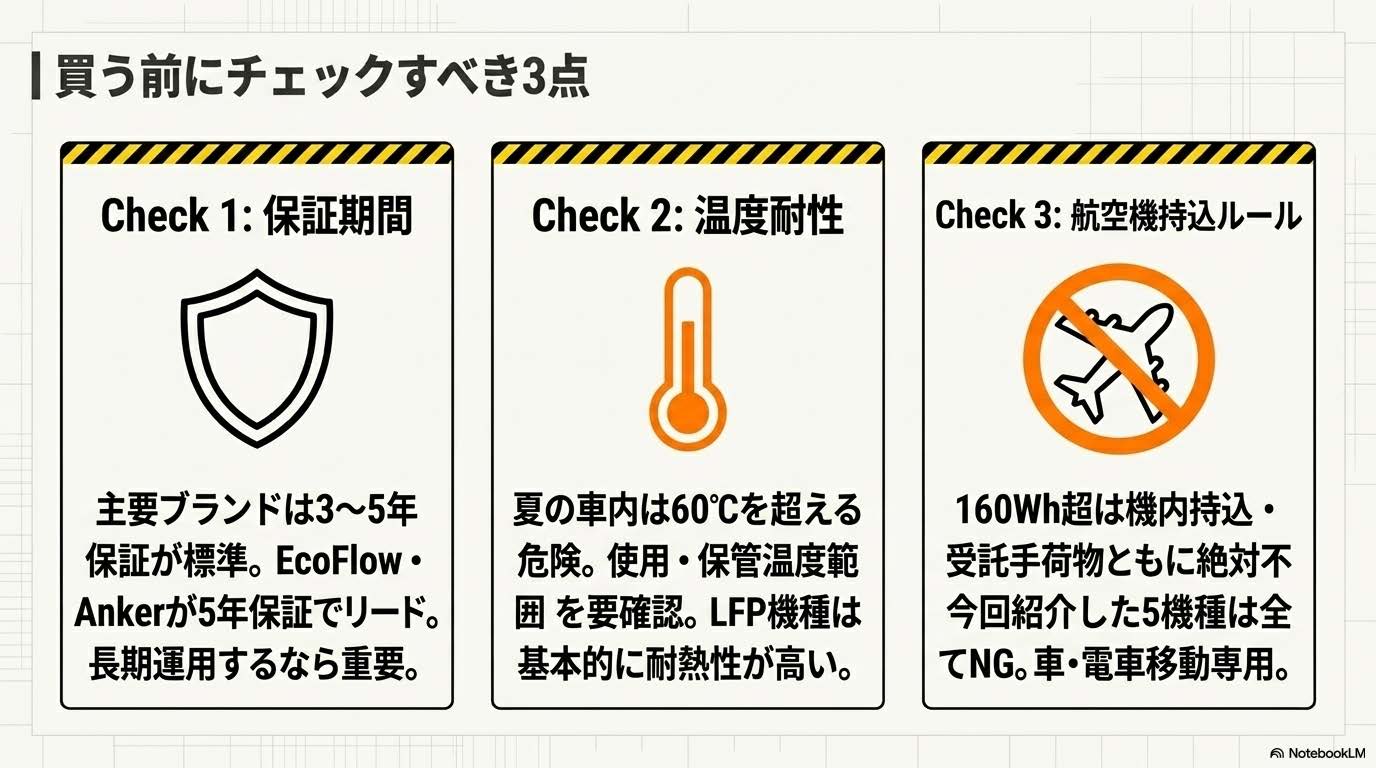 ポータブル電源購入前のチェックポイント