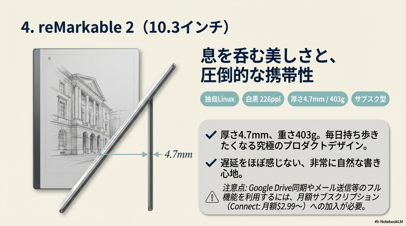 reMarkable 2 デザイン 薄型 軽量 電子ペーパー