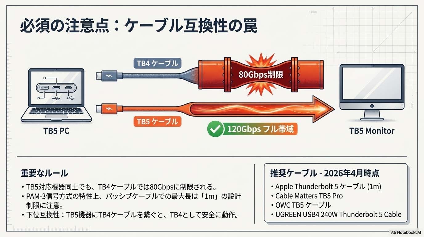 TB5/TB4ケーブル互換性の注意点
