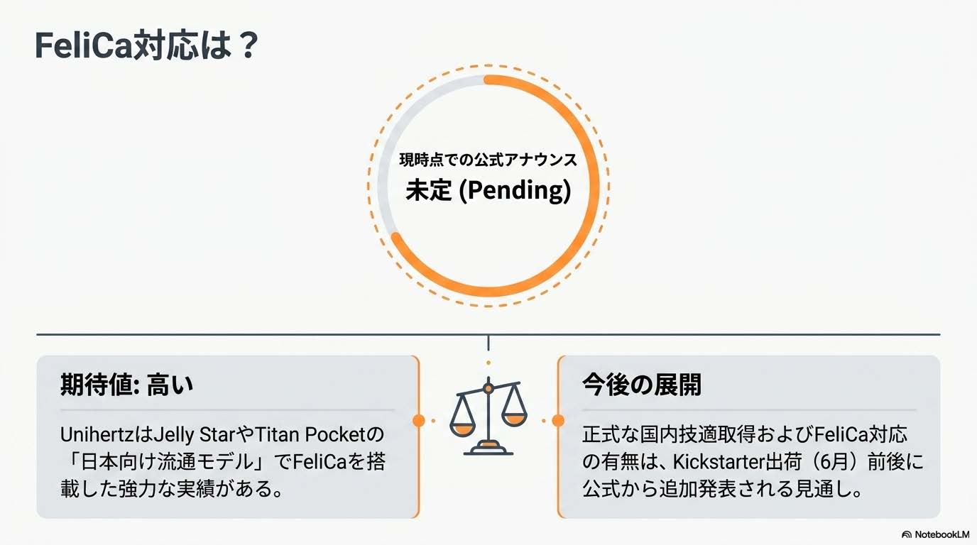 Titan 2 EliteのFeliCa対応状況を示すイメージ