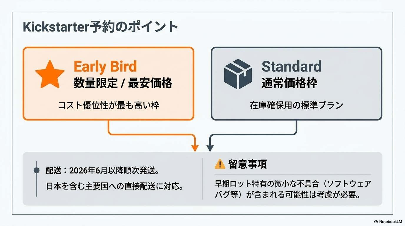 Titan 2 EliteのKickstarter予約ポイントを示すイメージ
