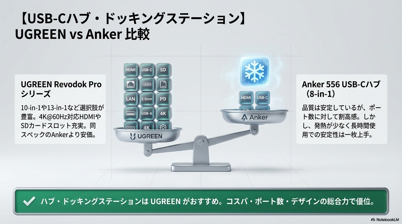 UGREEN vs Anker USB-Cハブ ドッキングステーション 比較