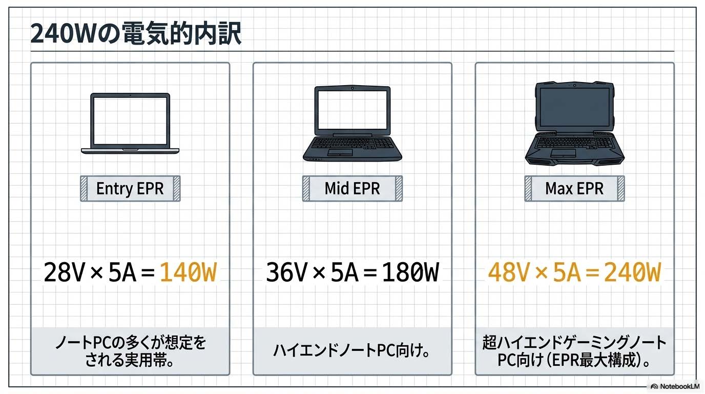 240Wの電気的内訳図