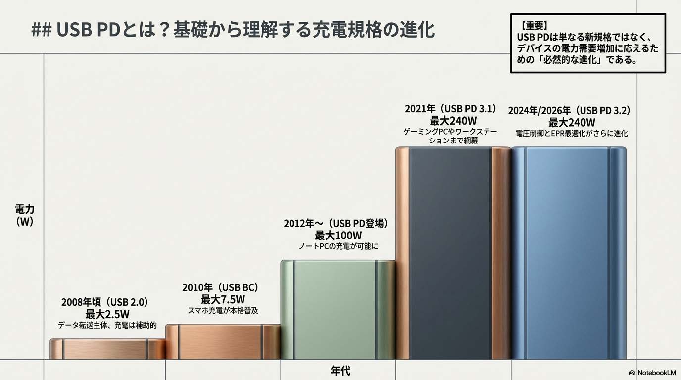 USB PD（Power Delivery）の概念図