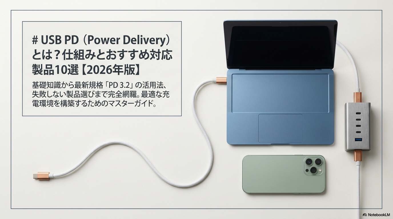 USB PDとUSB-Cケーブル・各種デバイスのイメージ