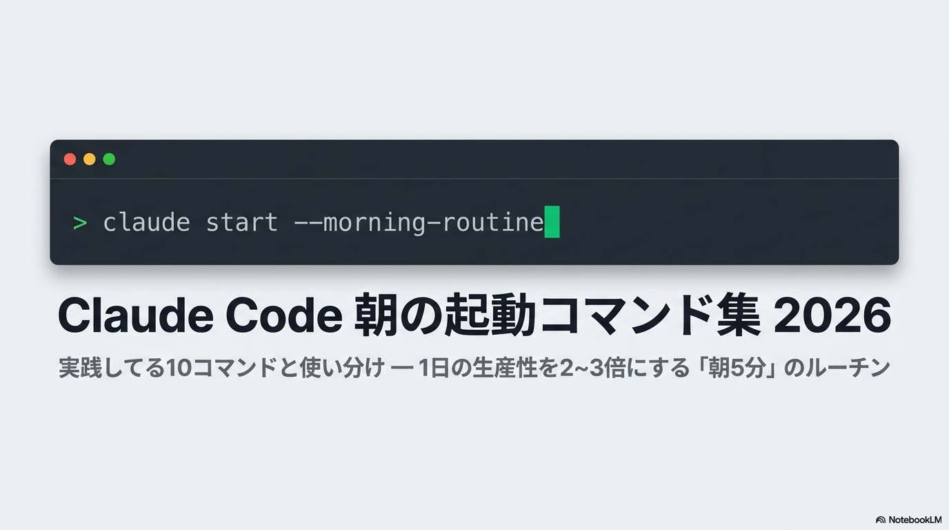 Claude Code 朝の起動コマンド集2026 アイキャッチ画像