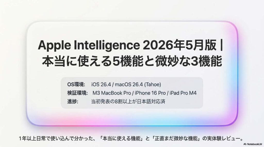 Apple Intelligence 2026年5月版 アイキャッチ