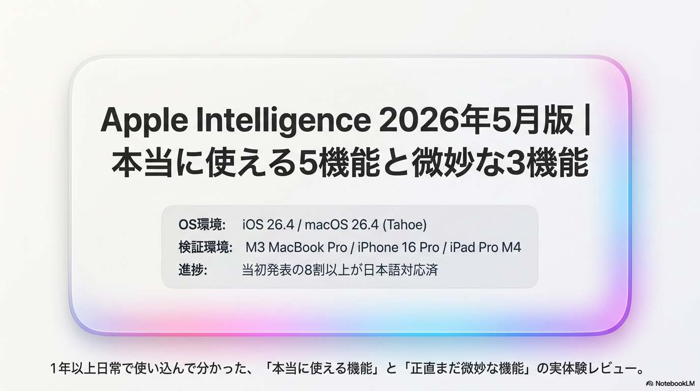 Apple Intelligence 2026年5月版 アイキャッチ