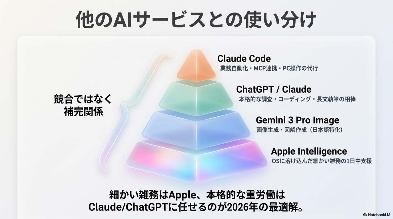 Apple Intelligenceと他のAIサービスとの使い分け