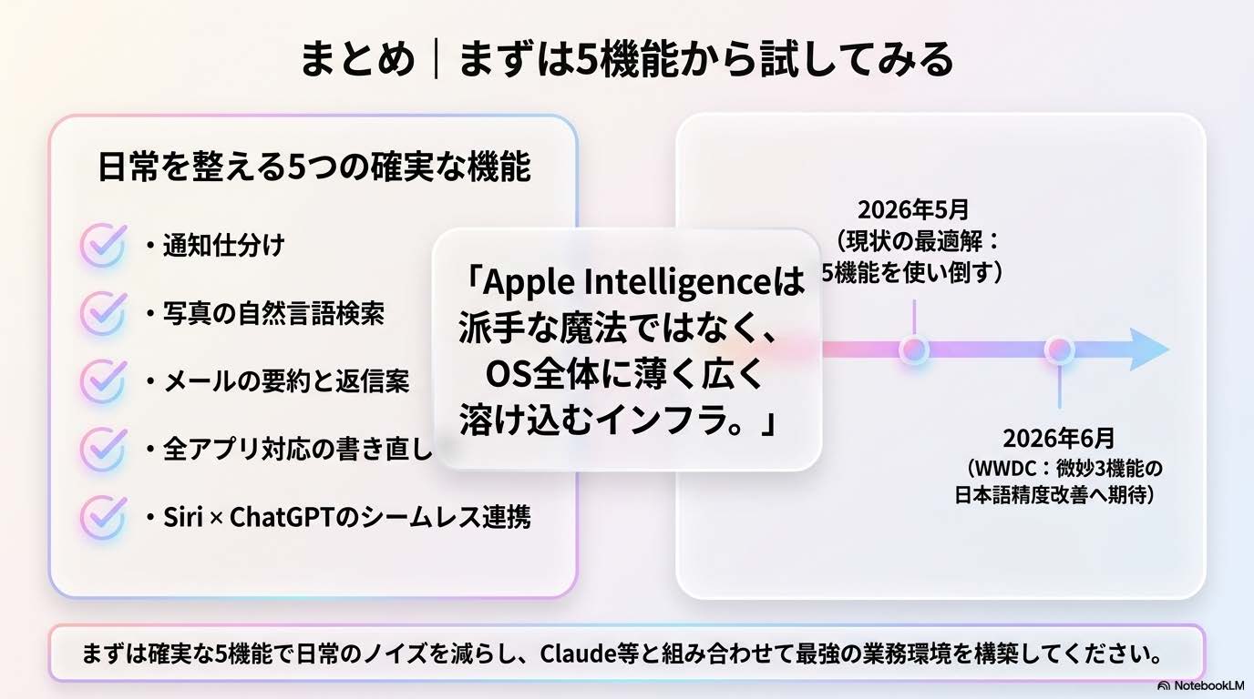 Apple Intelligenceまずは5機能から試してみる まとめ