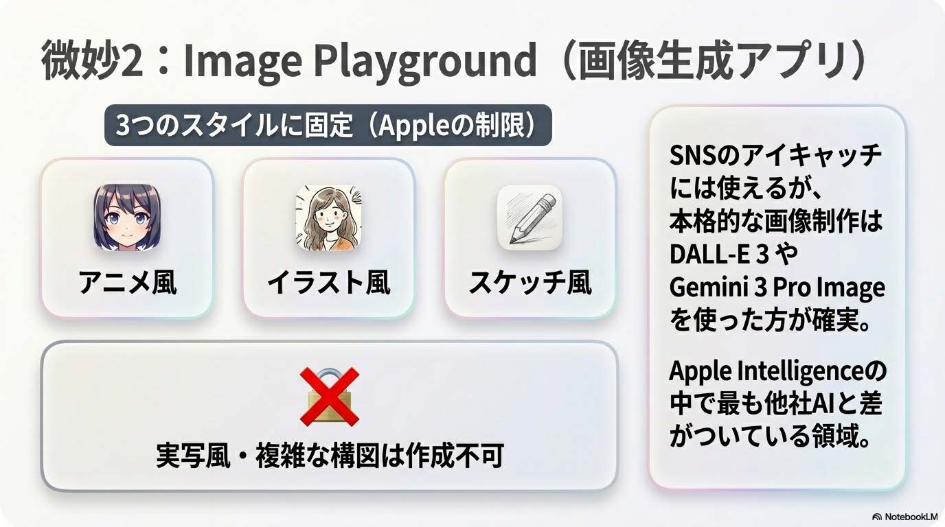 Apple Intelligence微妙2 Image Playground 画像生成アプリ