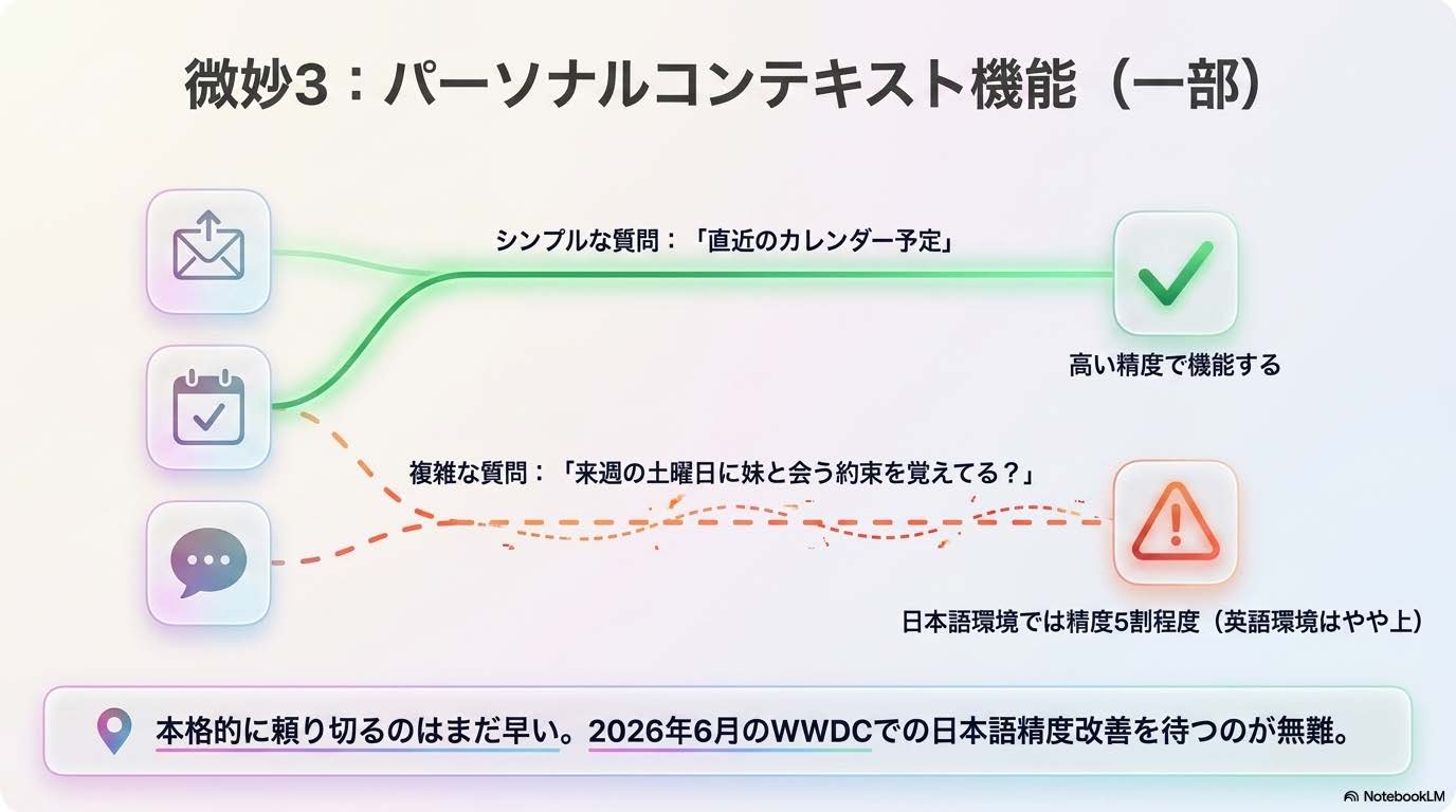 Apple Intelligence微妙3 パーソナルコンテキスト機能