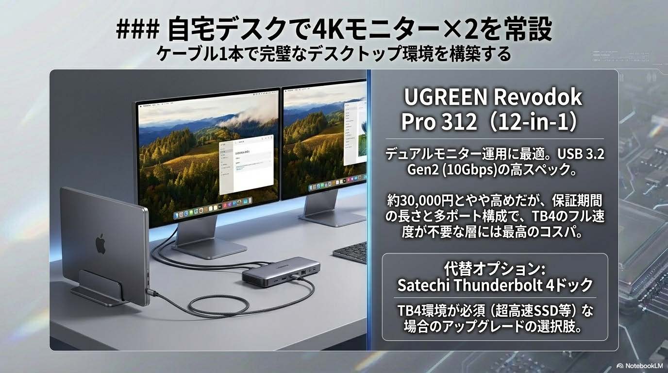 自宅デスクで4Kモニター×2を常設