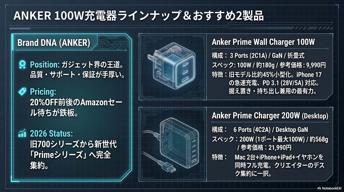 ANKER 100W充電器ラインナップ＆おすすめ2製品