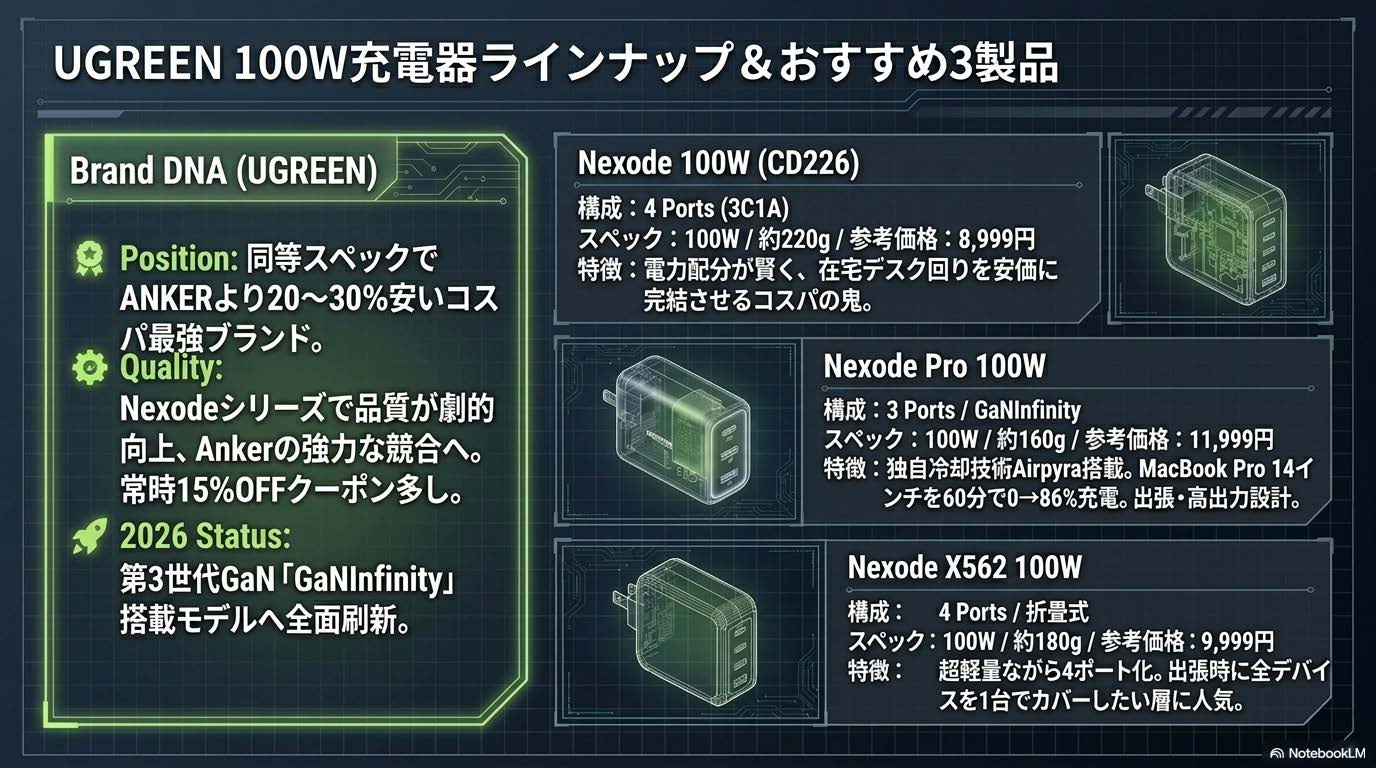 UGREEN 100W充電器ラインナップ＆おすすめ3製品