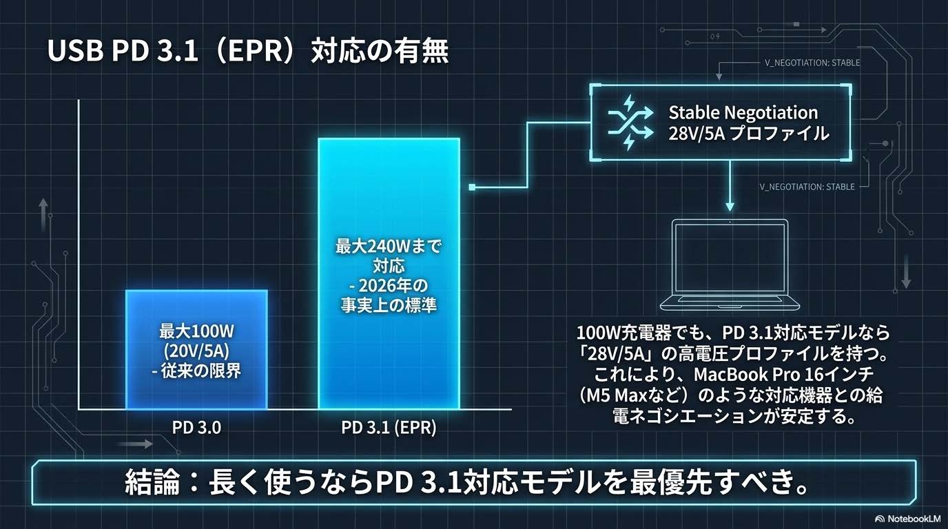 1. USB PD 3.1（EPR）対応の有無