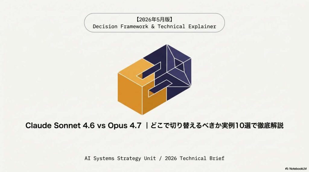 Claude Sonnet 4.6 vs Opus 4.7の切り替え基準を実例10選で徹底解説する完全ガイドのアイキャッチ画像