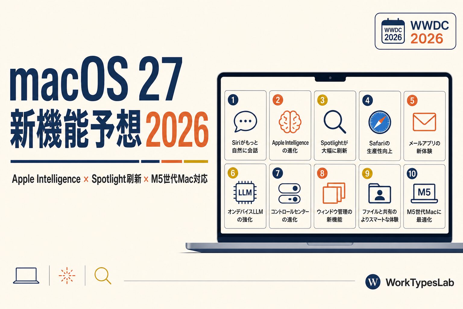 macOS 27 新機能予想2026のメインビジュアル