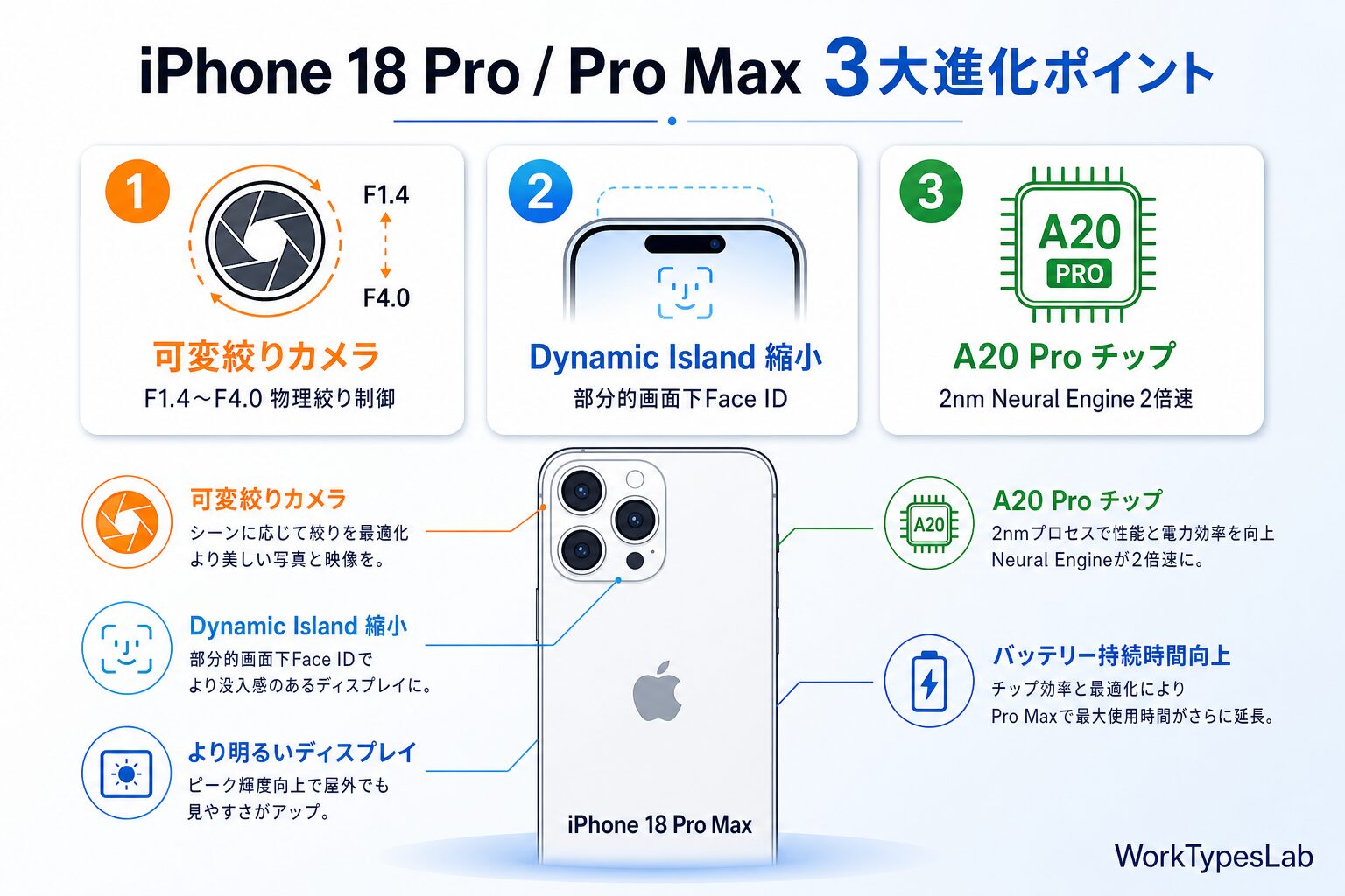 iPhone 18 Pro/Pro Max 3大進化ポイント